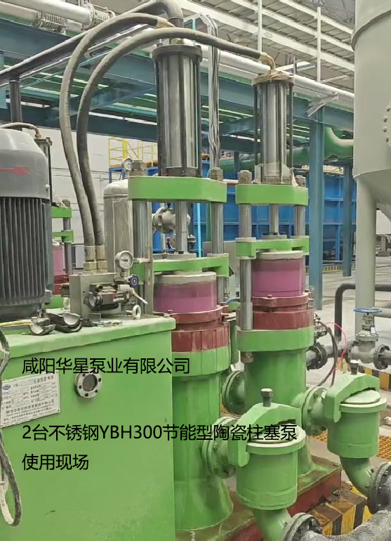 2臺(tái)不銹鋼YBH300節(jié)能型陶瓷柱塞泵使用現(xiàn)場